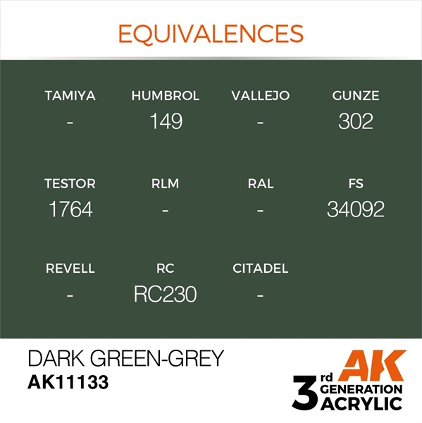 AK 3rd Generation Acrylics - Dark Green-Grey