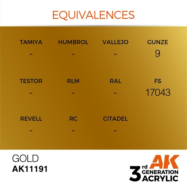 AK 3rd Generation Acrylics - Gold Metallic