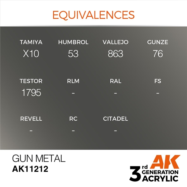 AK 3rd Generation Acrylics - Gun Metal Metallic